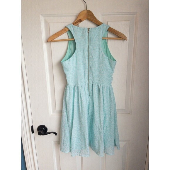 GB Girls Aqua Cheetah Print Sheer Layered Summer Dress - Picture 2 of 5